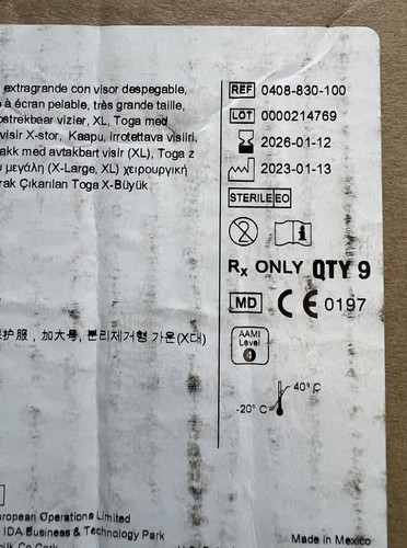 9x Stryker 0408-830-100 Flyte Peel-Away Toga, X-Large - Foto 3 di 6