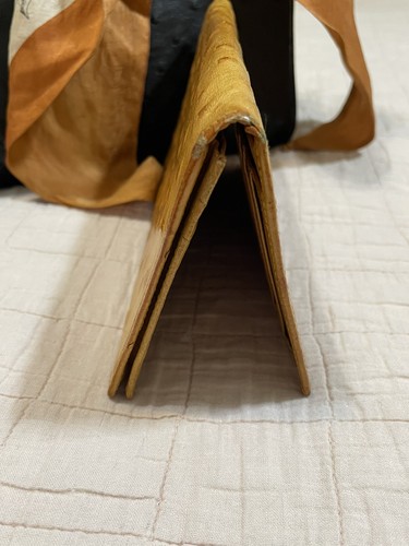 "Cartera chequera de cuero de avestruz con textura genuina, coñac/marrón dorado 7,5 x 3,5""" - Imagen 8 de 11