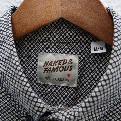 Camisa Naked and Famous Para Hombre M Negra Blanca Estampado Kimono Ojos Ropa de Calle Preppy - Imagen 5 de 10