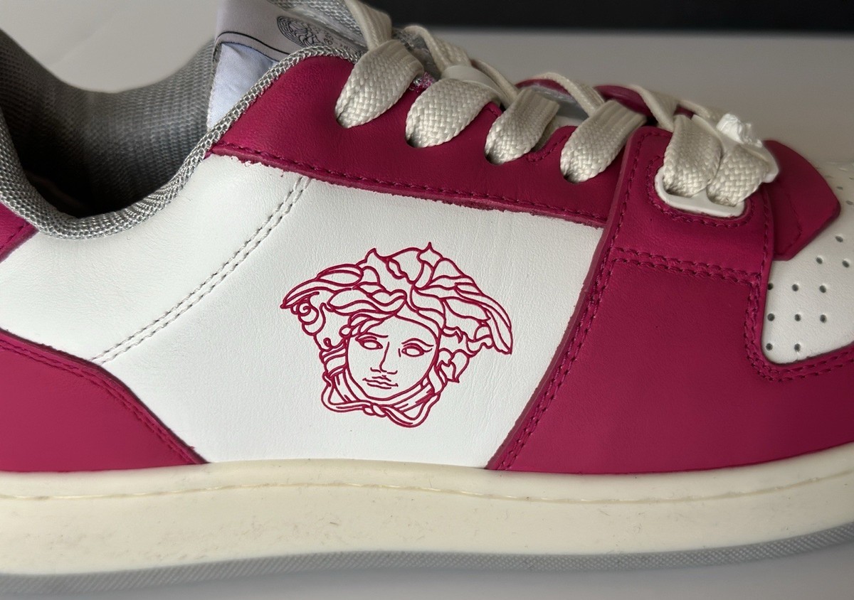 スニーカー VERSACE  Sneakers Women Leather Pink Versace Women's Medusa Logo Pink & White Leather Sneakers