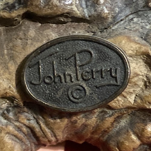 John Perry Dolphin Sculpture on Burl Wood Base - Picture 7 of 7