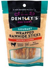 Dentley's Gourmet Wrapped Rawhide Sticks Dog Treats - 7 Ounce Pack of 1 