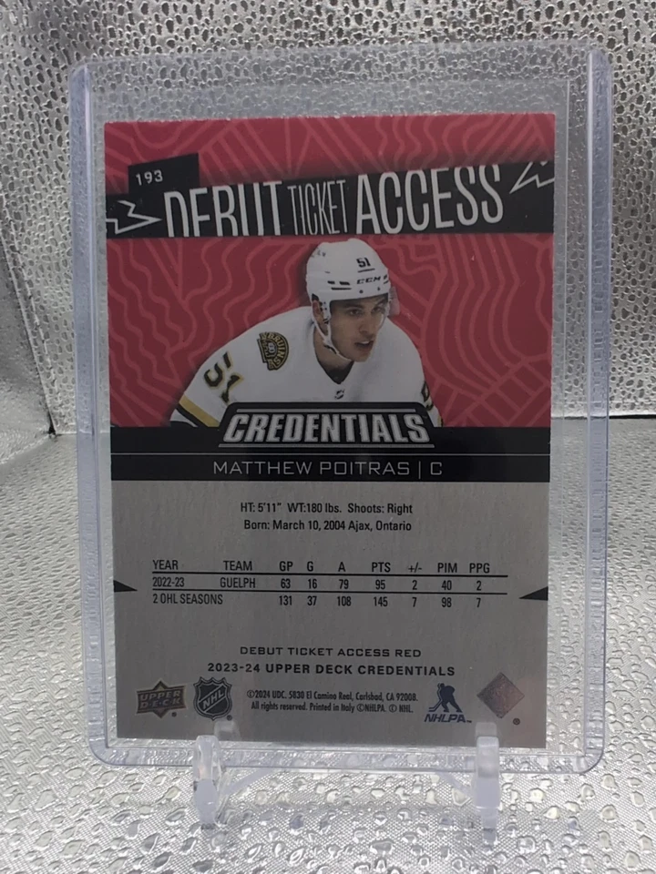 2023-24 Upper Deck Credentials Red #193 Matthew Poitras 243/349 - Image 2 of 2