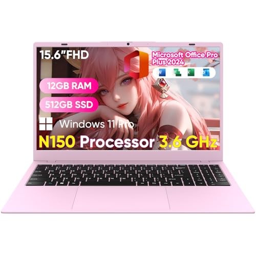Ordenador Portátil Estudiante 15.6" FHD, 12GB DDR5, 512GB SSD, Intel Quad-Core Rosa - Imagen 2 de 8