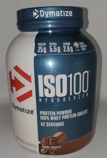 DYMATIZE ISO 100 WHEY PROTEIN POWDER ISOLATE, GOURMET CHOCOLATE, 3 LBS Exp 03/27