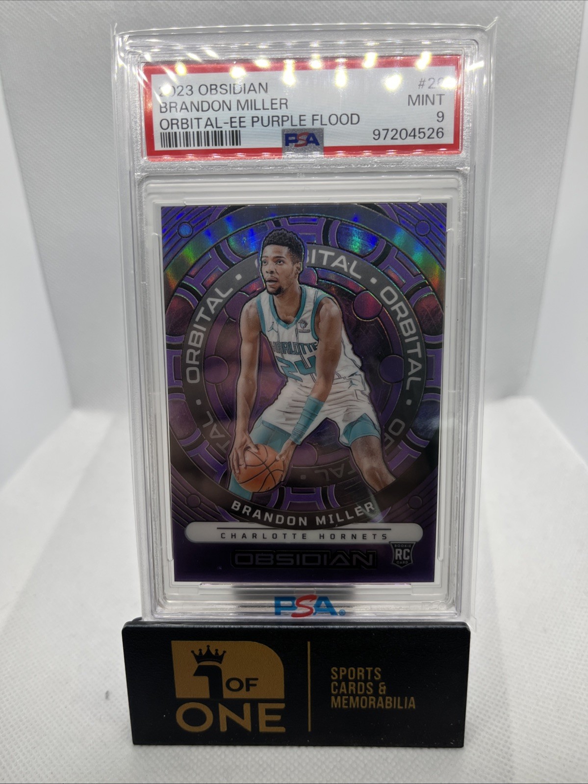 2023 Obsidian - Orbital Purple #1/49 - PSA 9 - Brandon Miller RC - Hornets