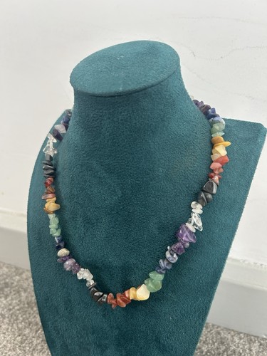 Halsbandlänge bunte Halbedelsteinsplitter Perlenkette Bohemian - Bild 6 von 12