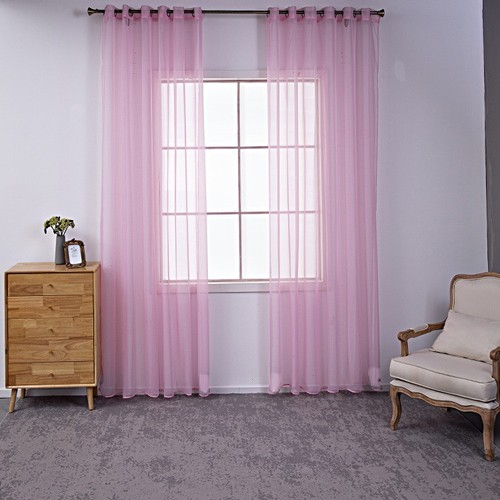 Sheer Voile Curtains 2PC Rod Pocket 20 Colors Light Filtering Living/Bedroom - Picture 8 of 42