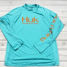 Huk Fishing Shirt Mens M Performance Long Sleeve Boating Hunting Sun Protection