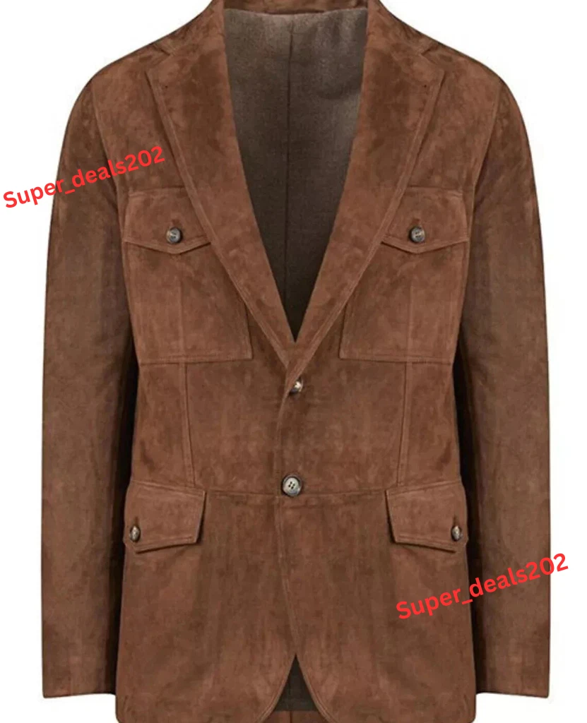 Men's Suede Leather Blazer Brown Handmade Formal Office Party Stylish New Jacket