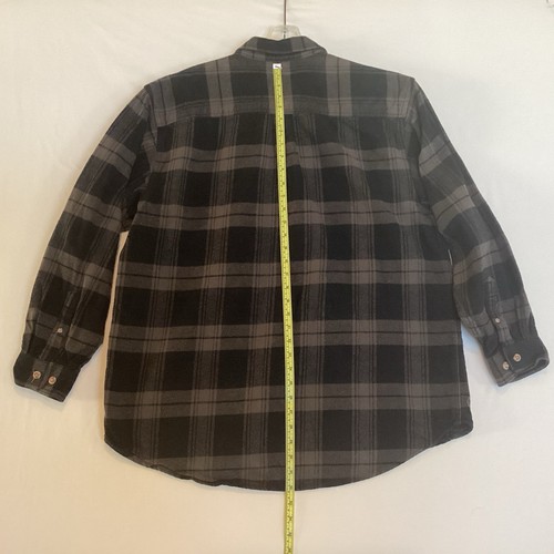 VTG Men’s Field And Stream Heavyweight Wool Black Plaid Jacket Button UP Sz XL - Picture 8 of 9