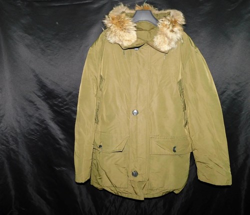 Vintage Eddie Bauer M Green Down Arctic Parka Coyote Fur Hood Trim Coat Mens Md - Picture 19 of 21