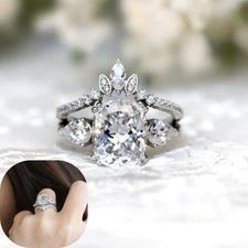 Ring Sets Elegant Round Cubic Zircon Wedding Ring for Women Fashionable Jewelry