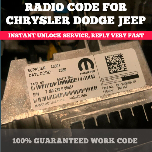 ✅UAS UAG 4C RADIO UNLOCK CODE ✅ANTI THEFT✅CHRYSLER JEEP RAM DODGE ✅8.4 UCONNECT✅