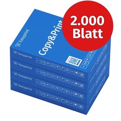 Druckerpapier Kopierpapier 2000 Blatt A4 Hochweiß PEFC-Zertifikat Easyprint