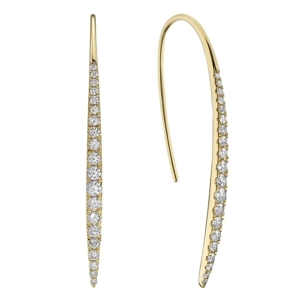 Solid 14K Yellow Gold Natural Diamond Hook Earrings 0.58 ct tw G SI1 Women's