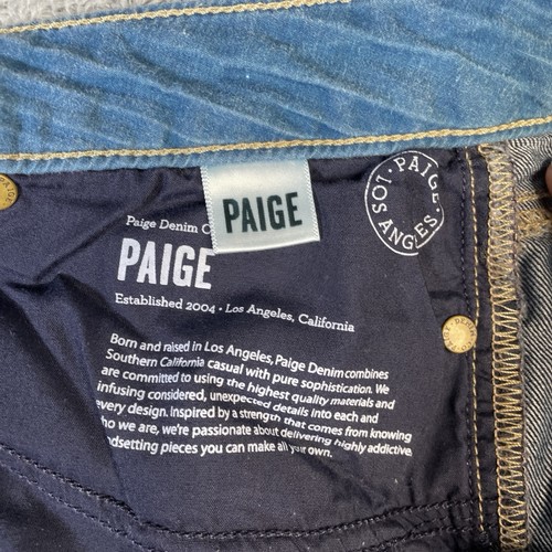 Paige Skyline Boot Cut Jeans Women 35x33 Blue Denim Mid Rise USA Made Stretch - Picture 10 of 15