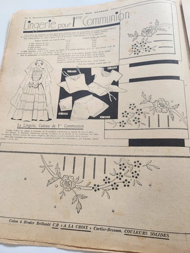Mon ouvrage 1937 n°340 fleurs en plumes service ajpuré lingerie communion - Picture 6 of 14