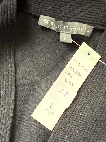 Elliott Lauren Black Long Sleeve Twist Front Sweater SZ L NWT $168 - Picture 6 of 6
