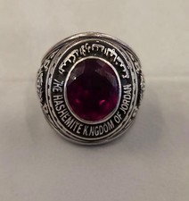 Vintage Hashemite Kingdom Ring Red Stone Silv...