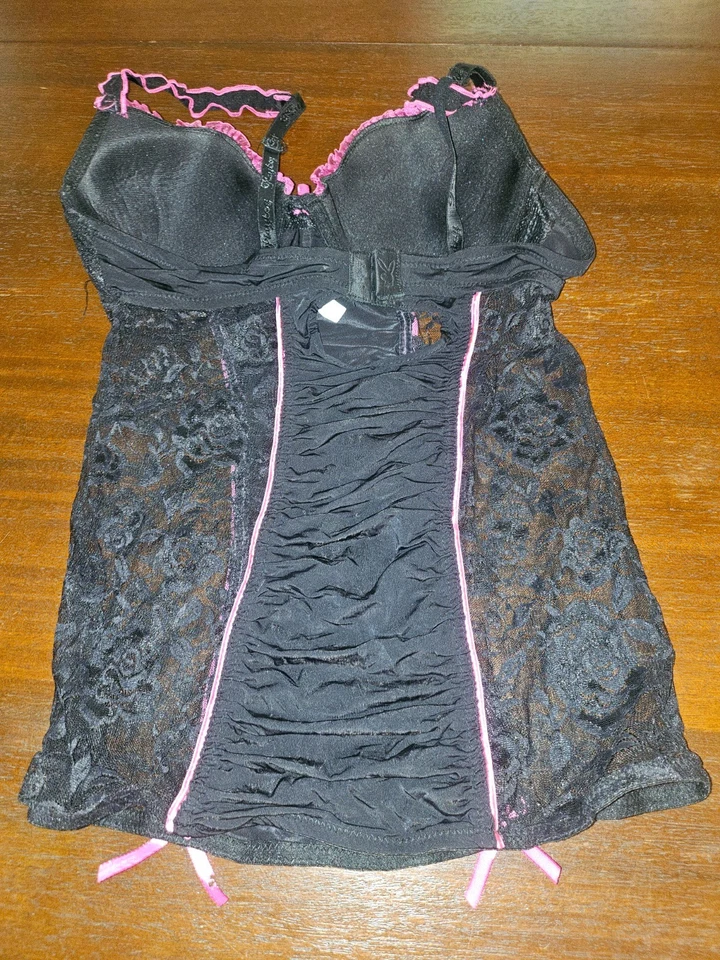 Playboy Bunny Intimates Lingerie Black Hot Pink Size Small - Image 3 of 4