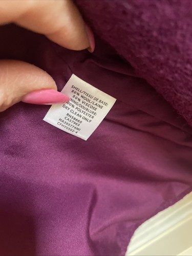 HALOGEN Designer Wool Blend Coat Magenta Purple Raw Edge SZ M MSRP $199 GORGEOUS - Picture 5 of 8