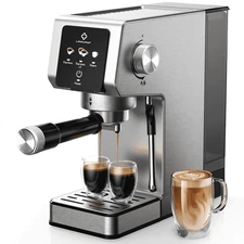 20 Bar Espresso Maker W/ Milk Frother Steam Wand Stainless Steel Coffee Machine