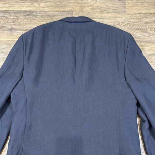 NORDSTROM Men's Shop Italian Ormezzano Linen Navy Dual-Vent Slim Blazer 44L - Picture 15 of 16