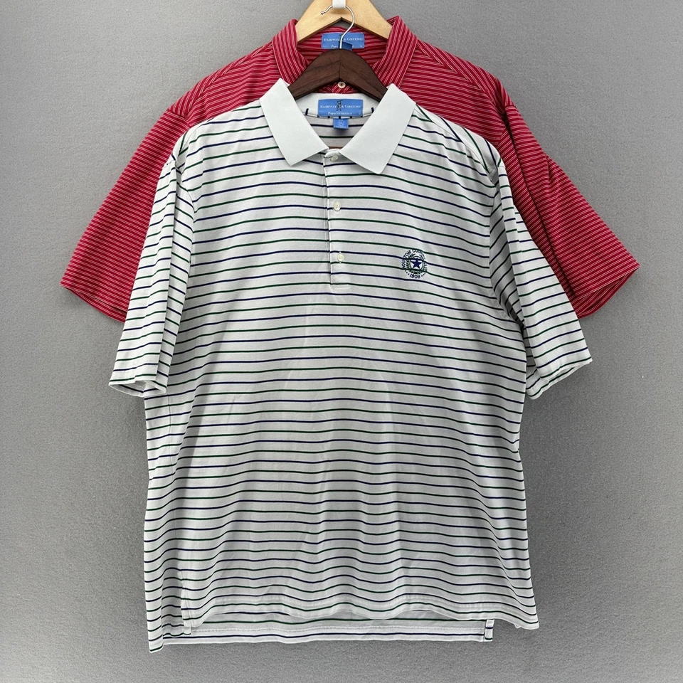 Conjunto de Camisa Polo de Golf Fairway & Greene Para Hombres De Colección Rayas Houston Country Club L Foto 2 de 4