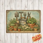Vintage Gardening Tools Theme Aluminum Metal Tin Sign Wall Art 8x12