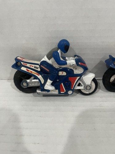 Hot Wheels Walsh Ignition Blue mini Toy Motorcycle with Figure Set Of 2 - Picture 2 of 3