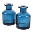 2pcs Refillable Aroma Diffuser Bottles - Blue Glass 150ml Round Empty Container