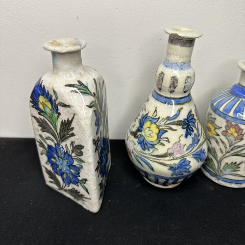 Lot Of Antique Persian Turkish Iznik Pottery Bird Flowers Vase/Flask/Bottle 1800 - Picture 8 of 13