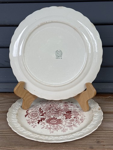 Vintage Taylor Smith Taylor Red Garland Plate Red Flower Floral Pattern Set Of 2 - Picture 10 of 14