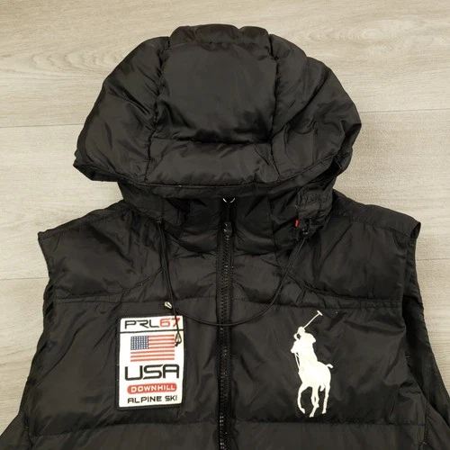 Polo Ralph Lauren Vintage Down Vest Men Large Big Pony Alpine Downhill Ski Read