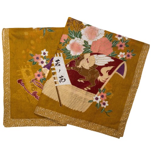 Luchador de Sumo Conmemorativo Japonés Furoshiki Años 80 Takanohana De Colección: 52 X 54 cm - Imagen 3 de 4