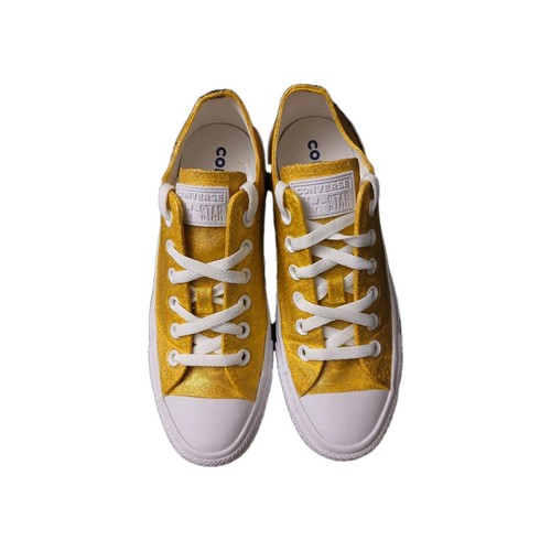 Hufflepuff Converse (Herren Größe 5,5) (Damen 7,5) Gold Glitzer Low Top NEU #950 - Bild 2 von 9