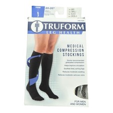 TruForm 8865 UNISEX Below Knee Stockings Compression 20-30 Small BLACK New