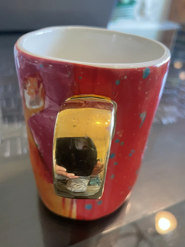 Taza Anthropologie Lauren Carlson Walcott Deer, rojo cervatillo, rosa 12 OZ Foto 3 de 4