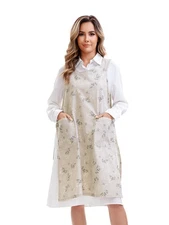 Oversize Cotton Aprons for Women Pinafore Dress with Big Pockets Work Kitchen...