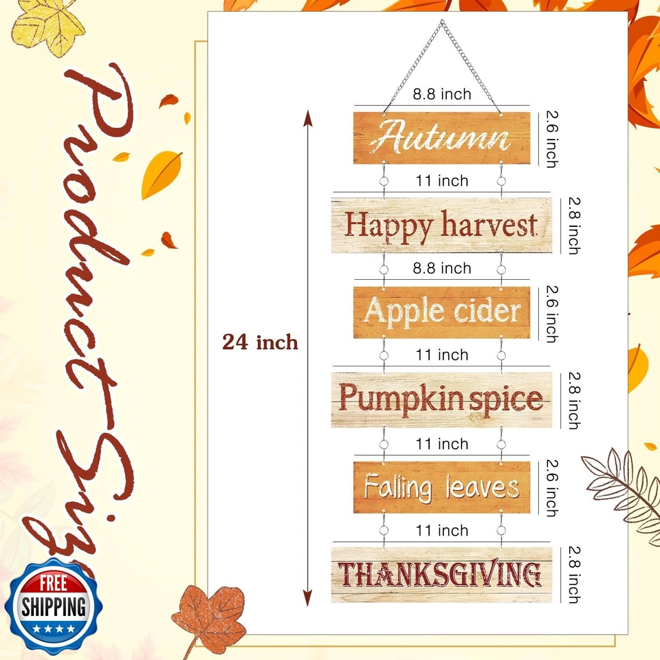 Hotop Fall Decorations for Home Thanksgiving Hanging Signs Metal Wall Plaque  - Image 3 of 4