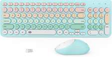 Chic Wireless Keyboard  Mouse Combo - 2.4GHz USB, Round Keys, Pink  Blue