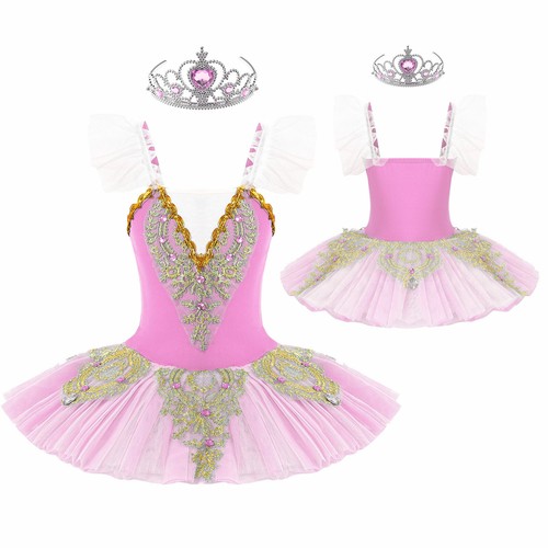 Girls Sparkly Ballet Dance Tutu Dress Swan Lake Dancewear Performance Costume - 第 31/60 張圖片
