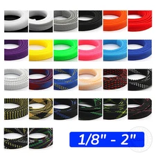 ALL SIZES & COLORS PET Expandable Wire Cable Sleeving Sheath Braided Loom Tubing