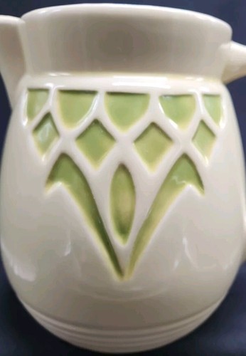 VINTAGE ROBINSON RANSBOTTOM UVP ROSEVILLE HELLGELB GEPRÄGT GRÜN DESIGN KRUG - Bild 4 von 11