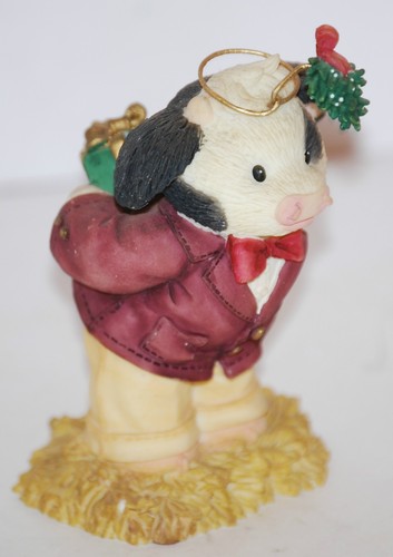 " Me and Moo Under The Mistletoe" 1999 #480959 Enesco Mary Moo Moos Figurine - Picture 5 of 8