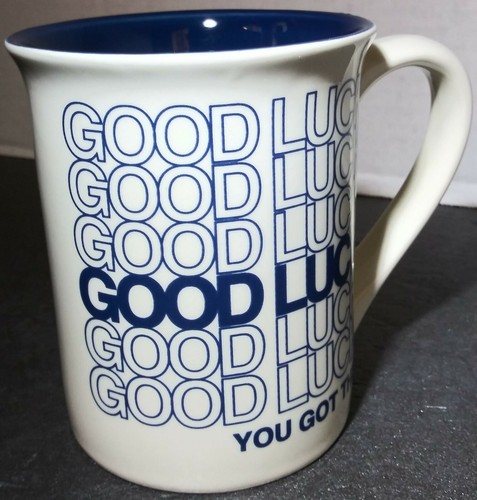 Our Name is Mud Good Luck You Got This Kaffeebecher Blumenmuster 14 flüssige Unzen weiß Tasse blau - Bild 8 von 12