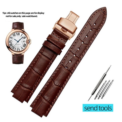Leder Uhrenarmband für Cartier Ballon Bleu 14-22 mm konvex Herren Damen Watchband - Bild 30 von 44