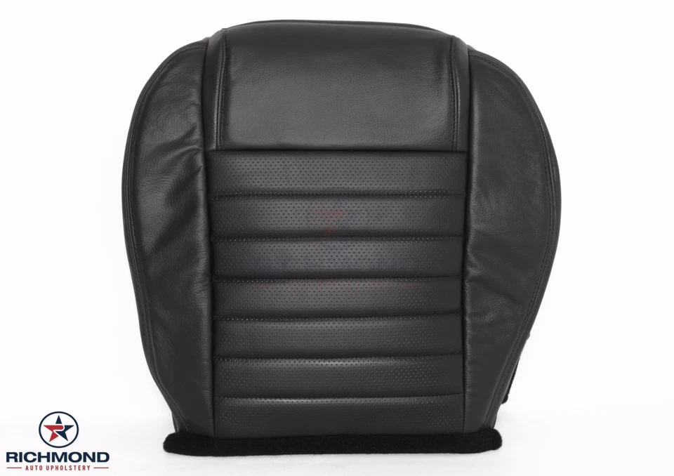 Ford Mustang 2006 2007 - Cubierta de asiento de cuero de repuesto inferior del lado del conductor negra Foto 2 de 4