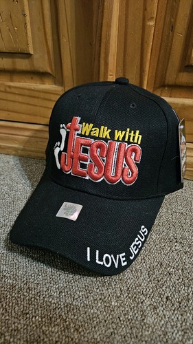 New Black Christian "Walk With Jesus" Baseball Hat Never Been Worn